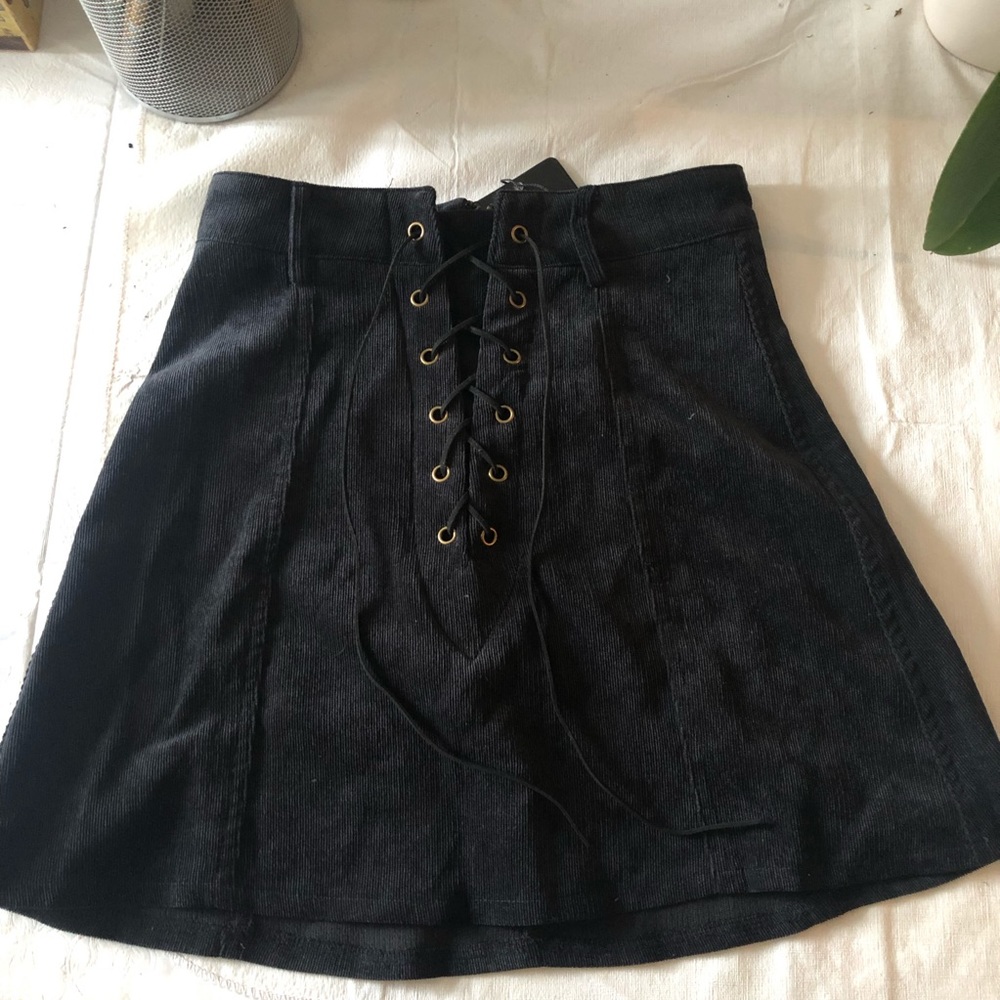 Black lace up skirt